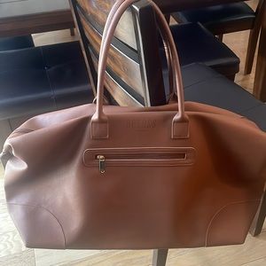 Large Brown Leather Shoulder Benóss Milan Overnight Bag